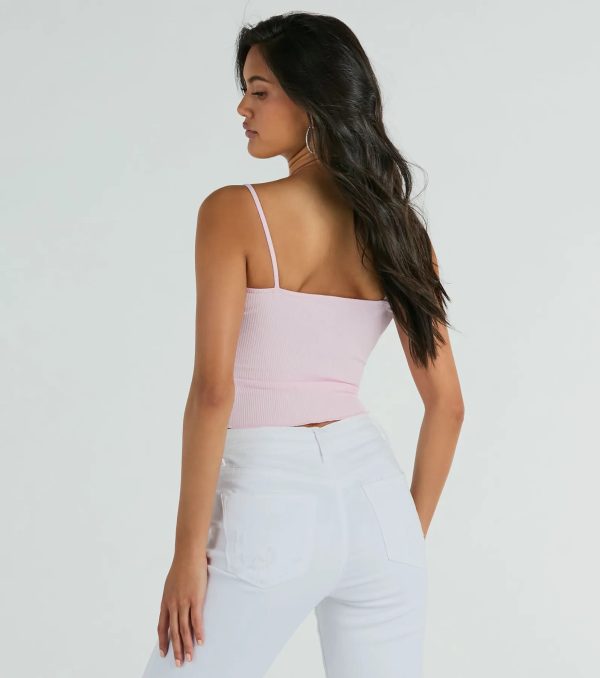 Basics To Love Lace Trim Bow Crop Tank Top - Image 6