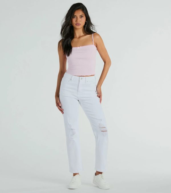 Basics To Love Lace Trim Bow Crop Tank Top - Image 7