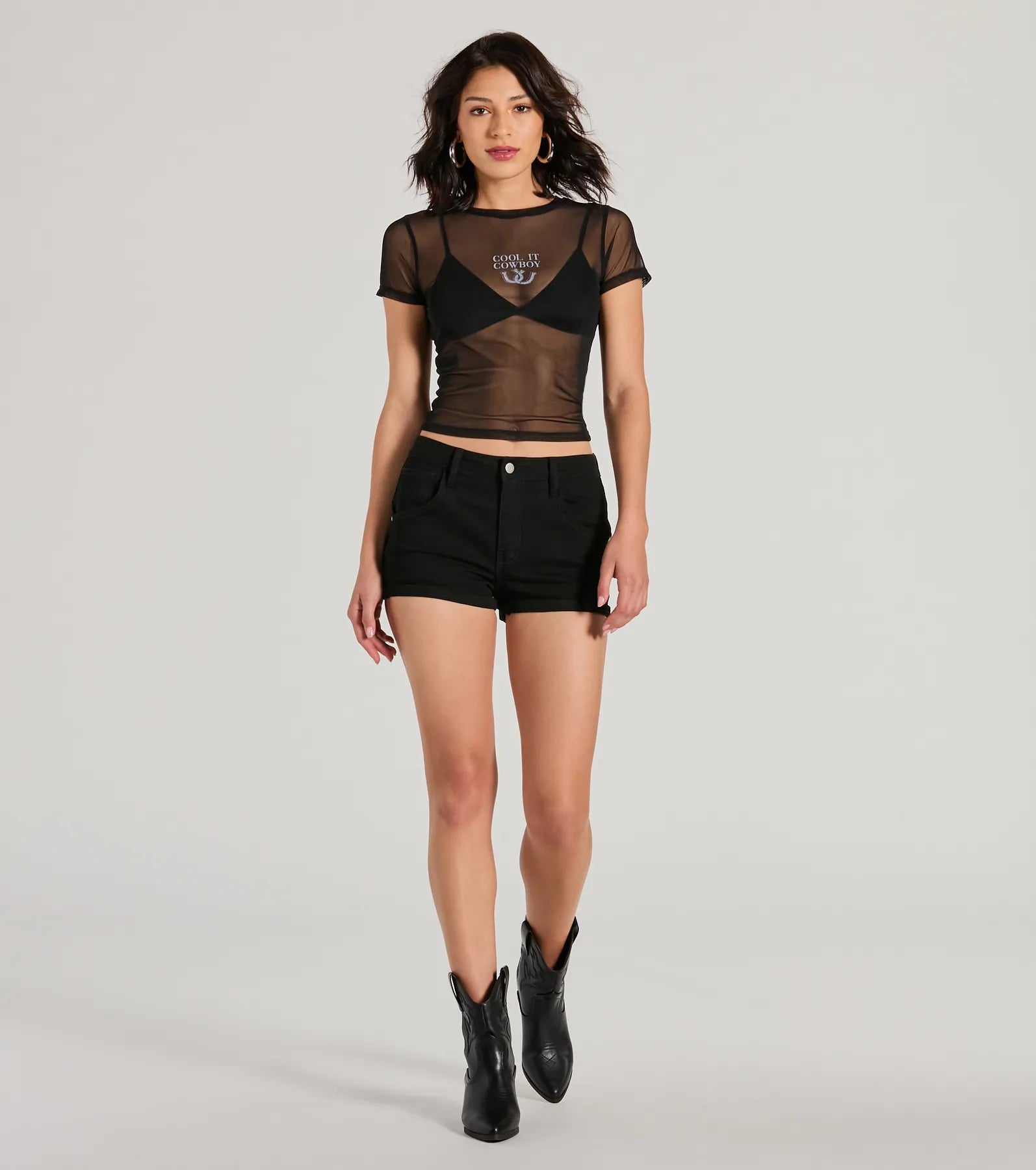 Cool It Cowboy Sheer Mesh Graphic Top - Image 4
