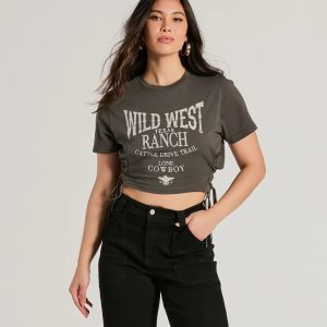 Wild West Lace-Up Crop Graphic Tee