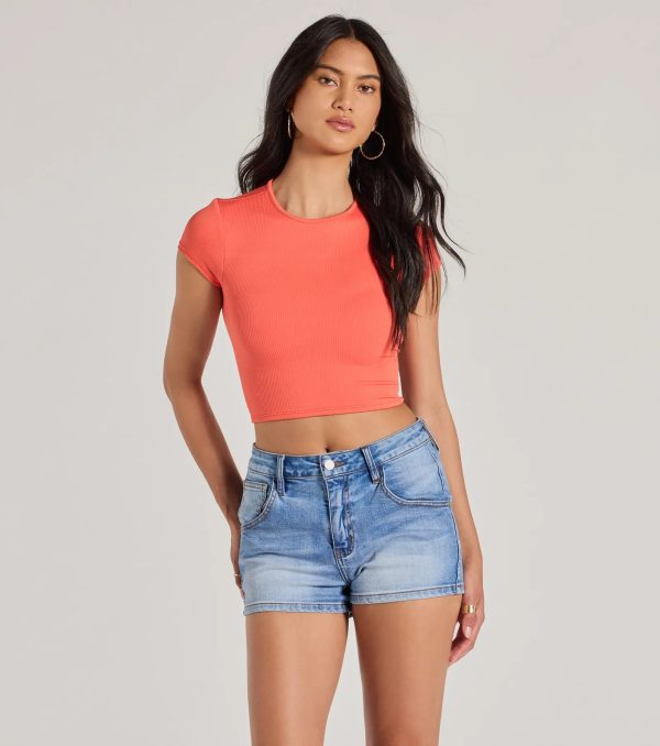 Trendy Cutie Lace-Up Ribbed Smooth Knit Crop Top - Image 17