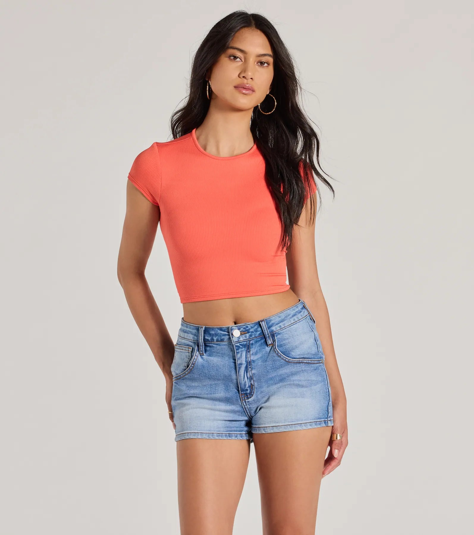 Trendy Cutie Lace-Up Ribbed Smooth Knit Crop Top - Image 17