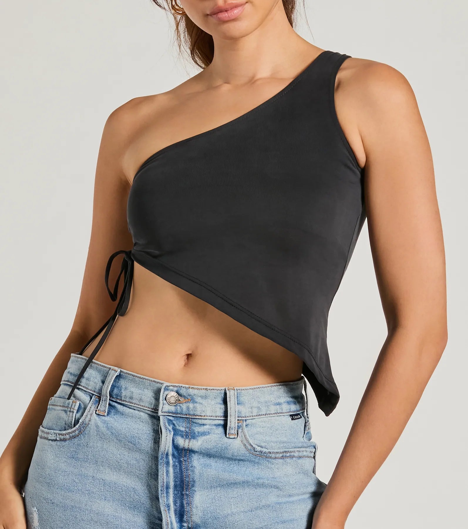 Mentionable Flirt One-Shoulder Asymmetrical Crop Top - Image 3