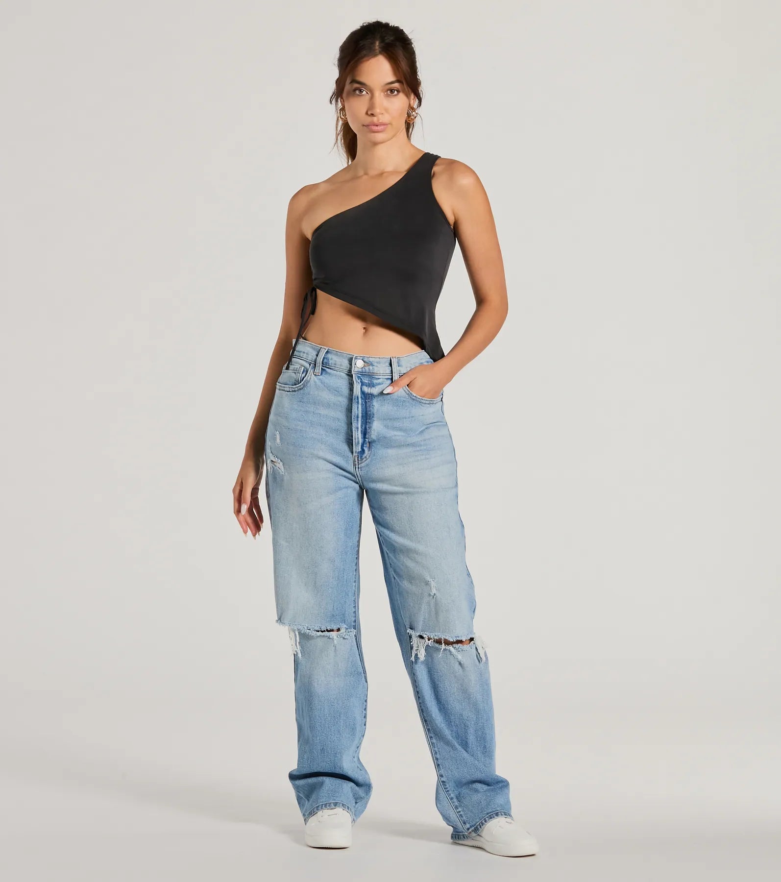 Mentionable Flirt One-Shoulder Asymmetrical Crop Top - Image 4