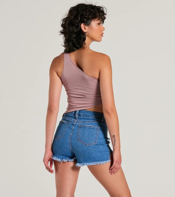 Mentionable Flirt One-Shoulder Asymmetrical Crop Top - Image 6