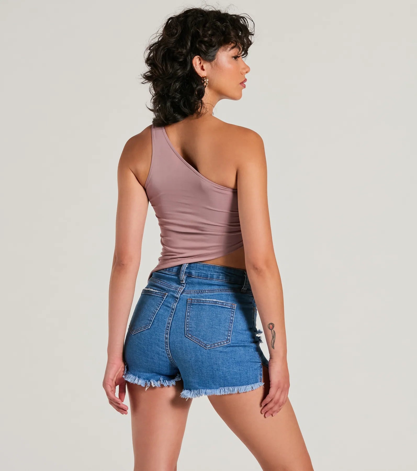 Mentionable Flirt One-Shoulder Asymmetrical Crop Top - Image 6