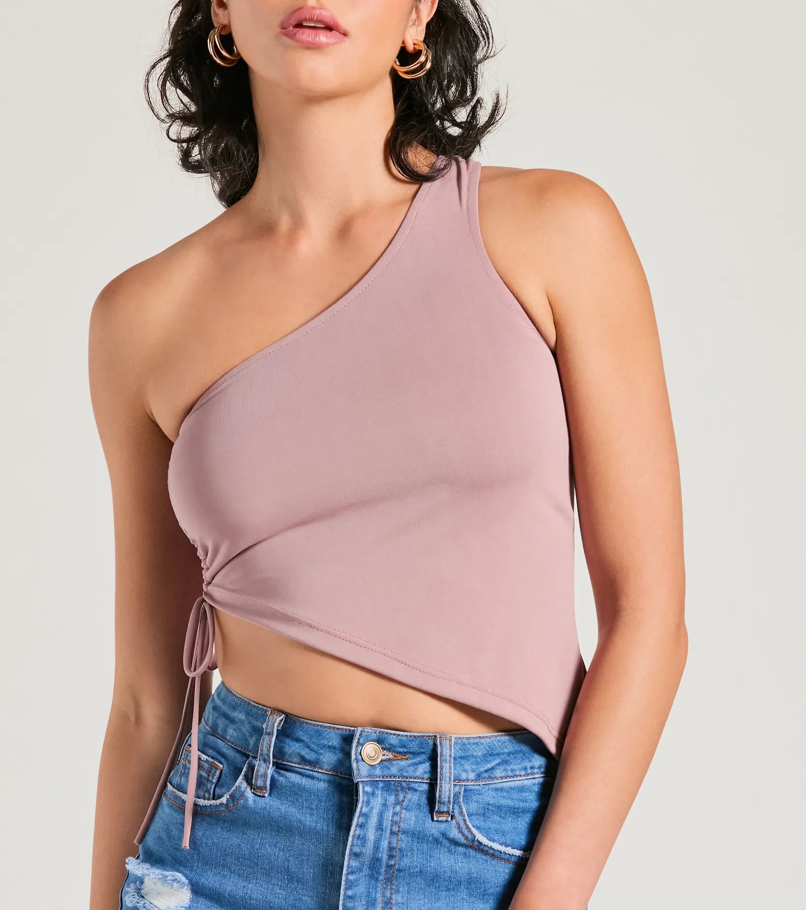 Mentionable Flirt One-Shoulder Asymmetrical Crop Top - Image 8