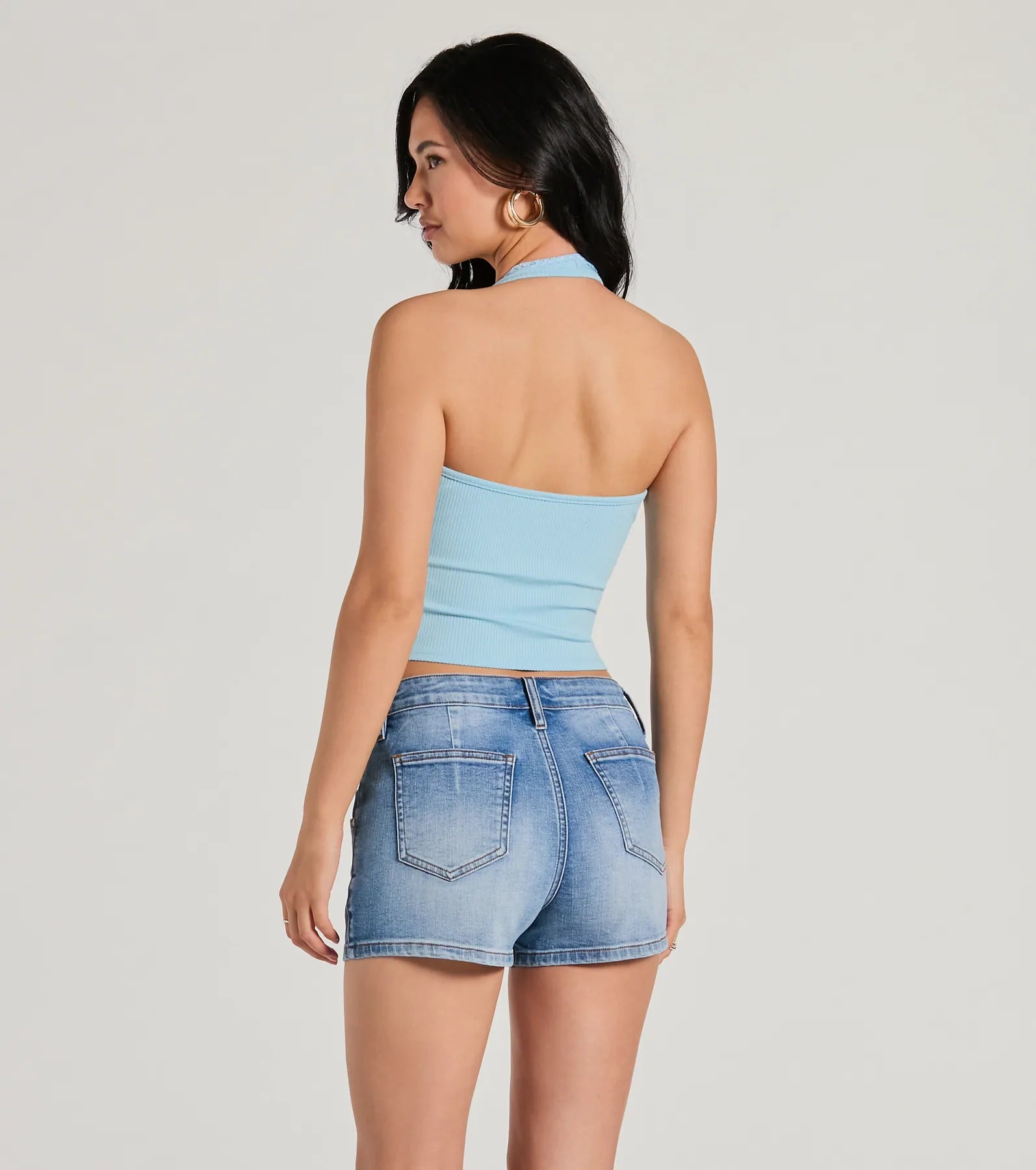 Mood For Love Lace Trim Halter Crop Top - Image 2