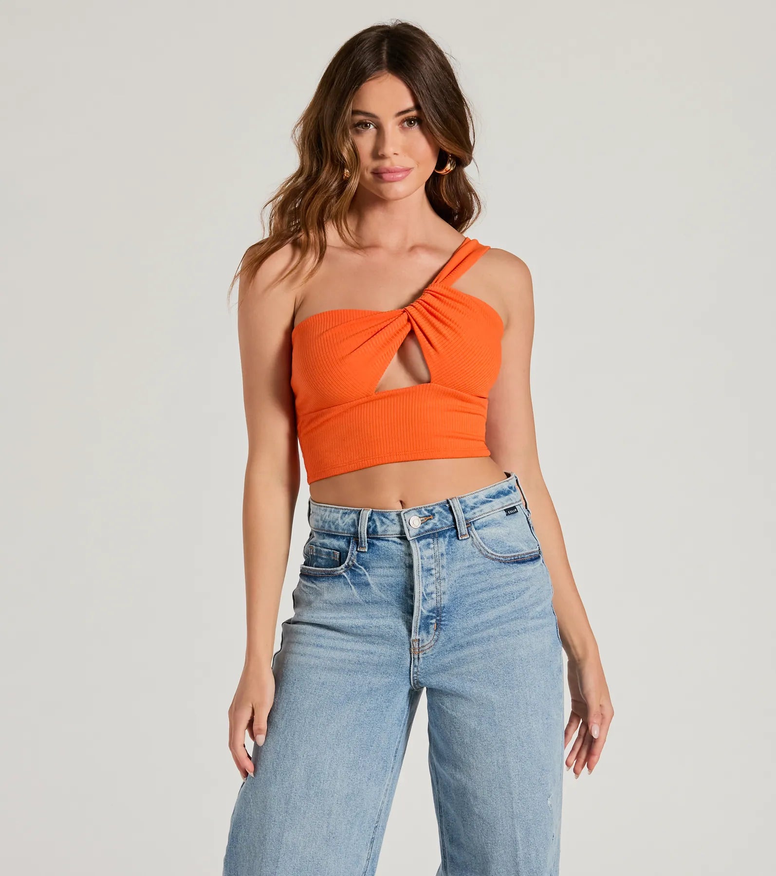 Here To Slay One-Shoulder Cutout Knit Crop Top - Image 9