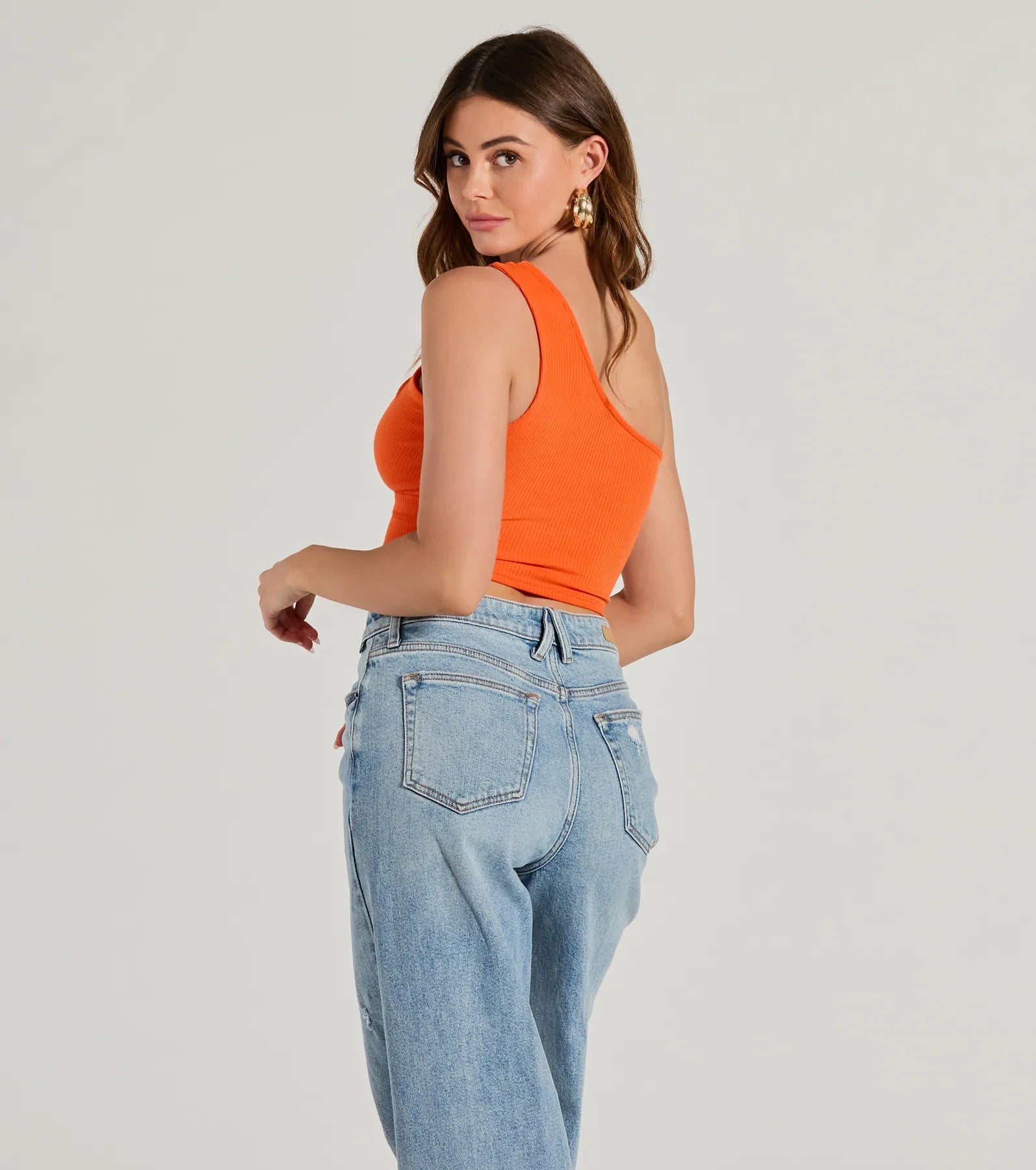 Here To Slay One-Shoulder Cutout Knit Crop Top - Image 10