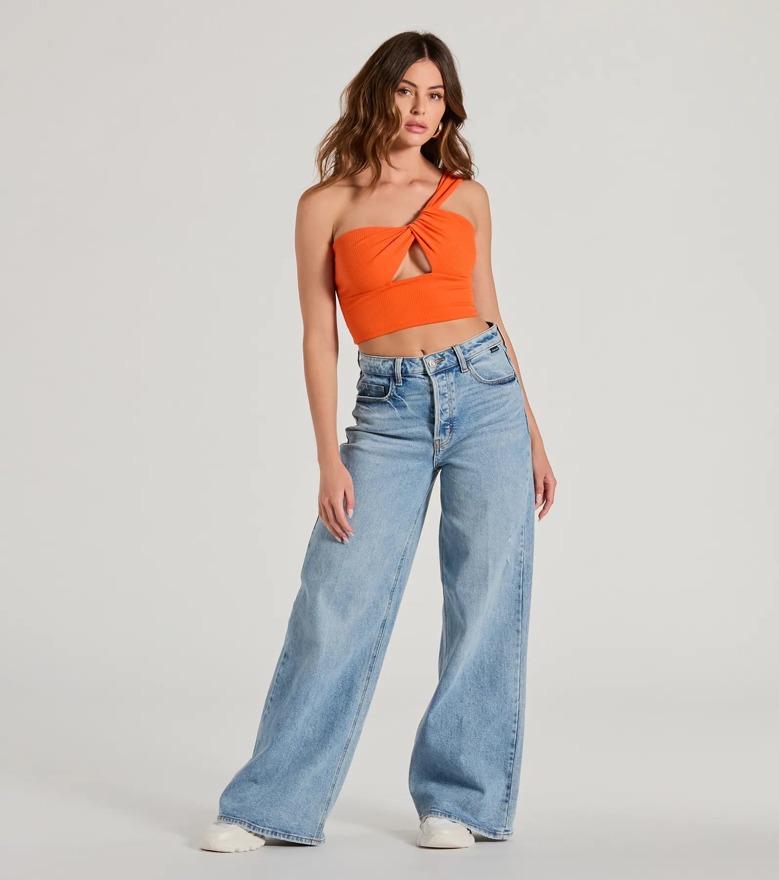 Here To Slay One-Shoulder Cutout Knit Crop Top - Image 12