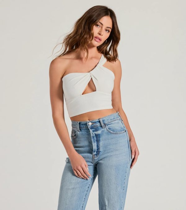 Here To Slay One-Shoulder Cutout Knit Crop Top - Image 13