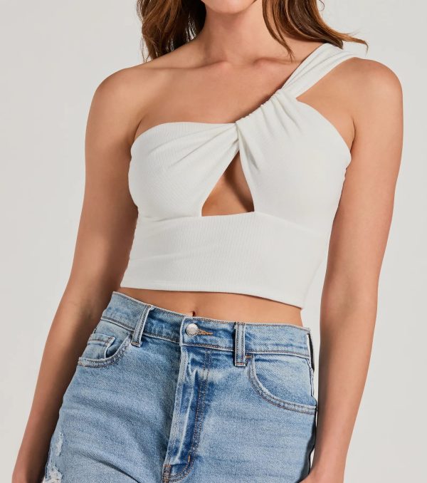 Here To Slay One-Shoulder Cutout Knit Crop Top - Image 16