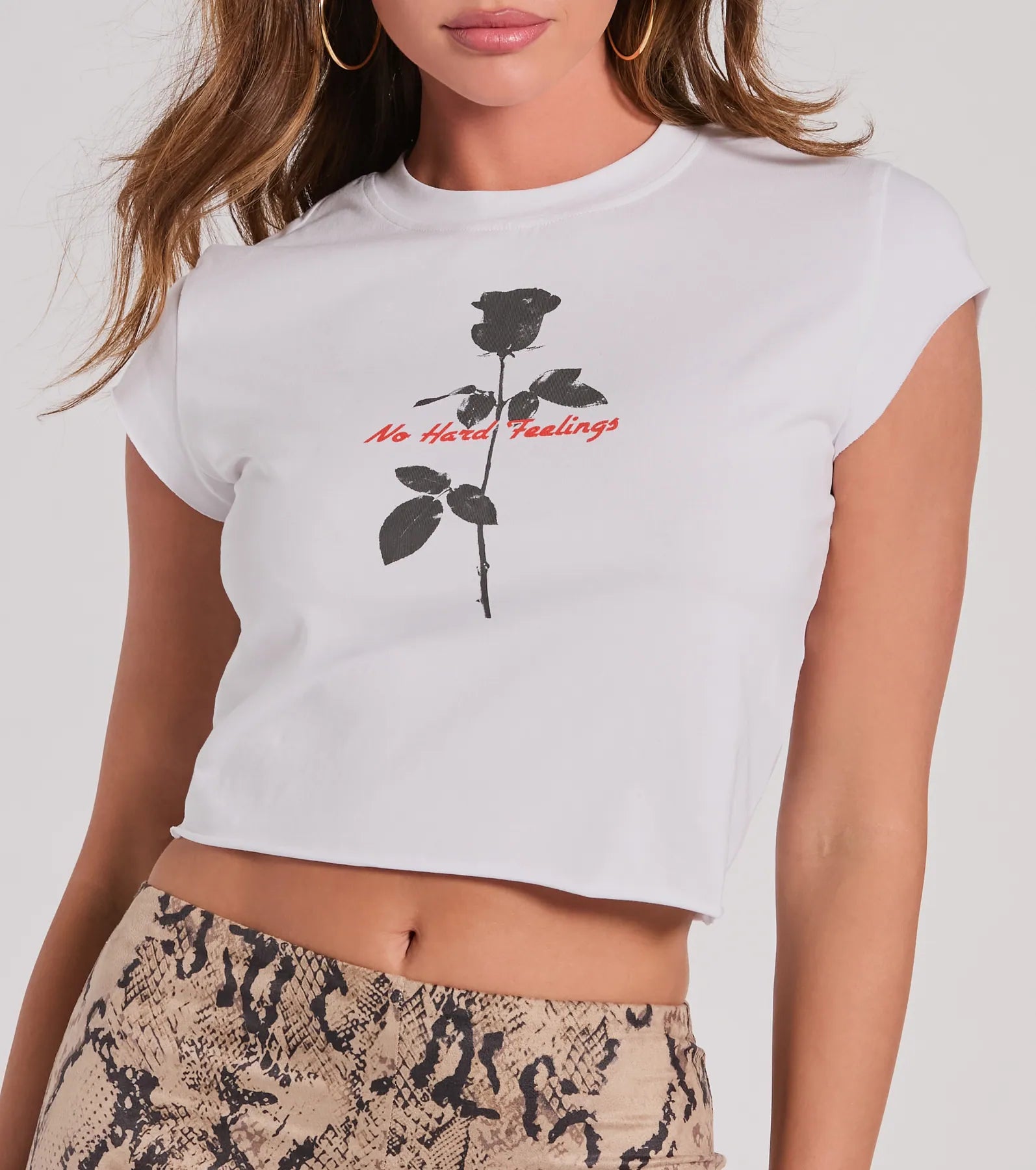 No Hard Feelings Rose Crop Graphic Tee - Image 4