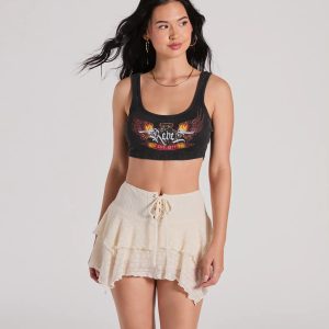Rebel Style Graphic Cropped Tank Top