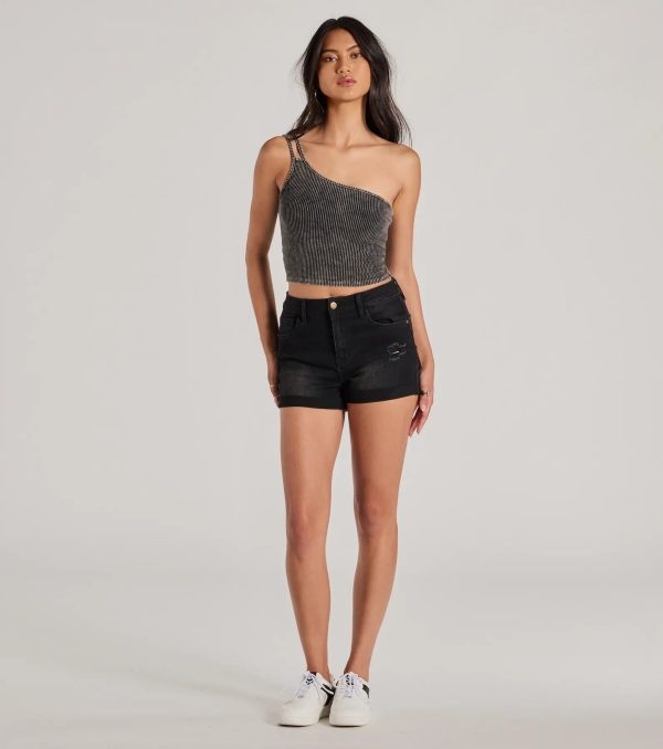 Confident Flirty Strappy One-Shoulder Crop Top - Image 7