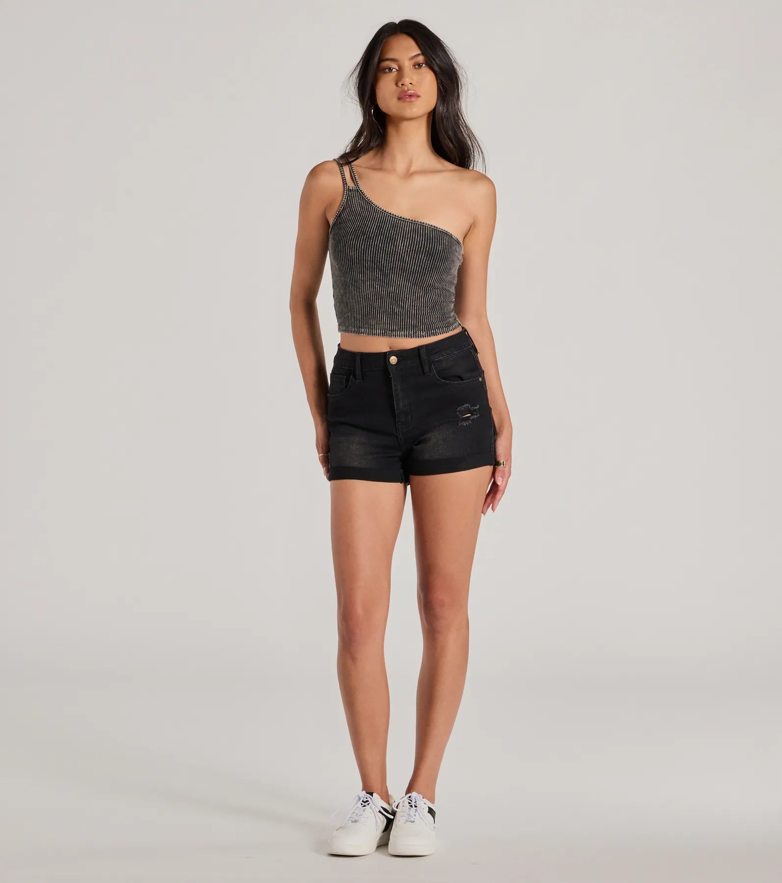 Confident Flirty Strappy One-Shoulder Crop Top - Image 7