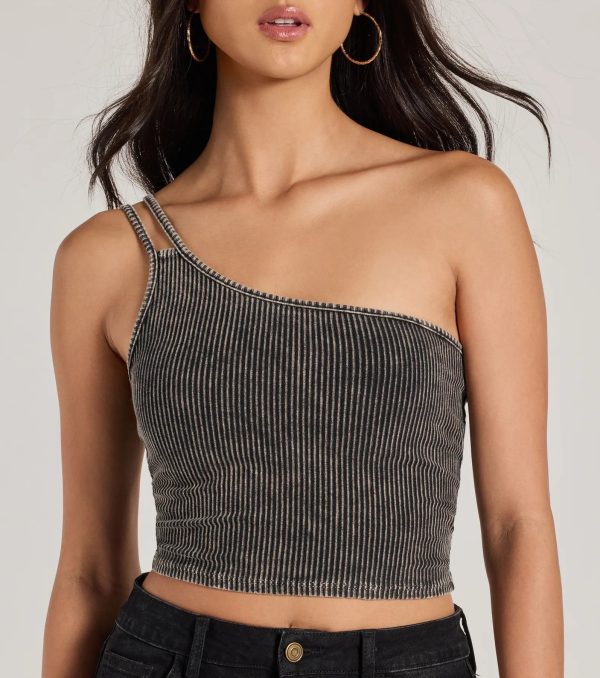 Confident Flirty Strappy One-Shoulder Crop Top - Image 8