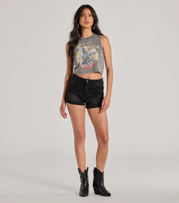 Born To Rock Mineral Wash Graphic Tank Top - Image 3