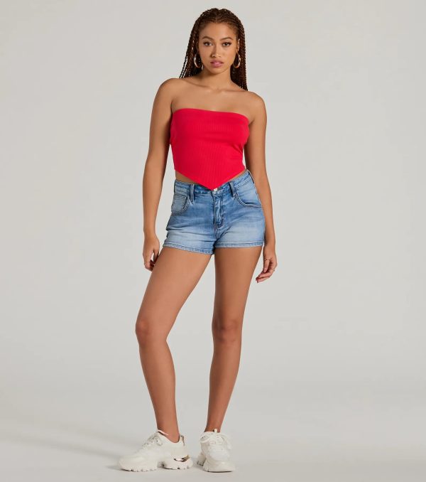 Flirty Focus Strapless Rib Knit Tube Crop Top - Image 3