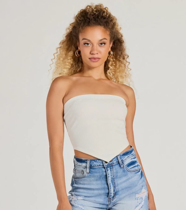 Flirty Focus Strapless Rib Knit Tube Crop Top - Image 5
