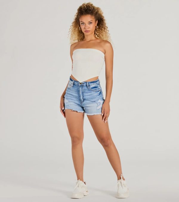 Flirty Focus Strapless Rib Knit Tube Crop Top - Image 8
