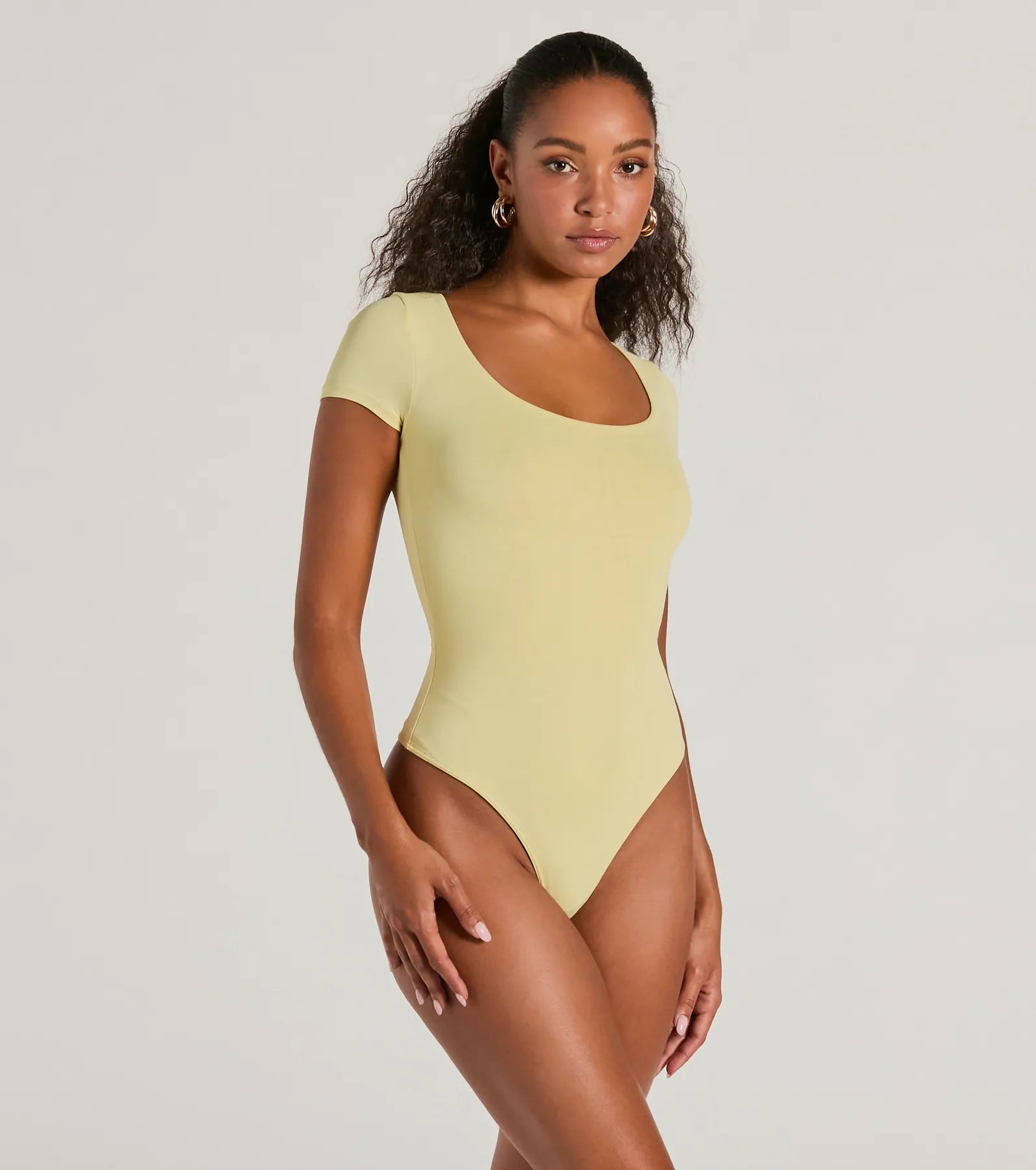 Smooth Silhouette Scoop Neck Short Sleeve Bodysuit - Image 21