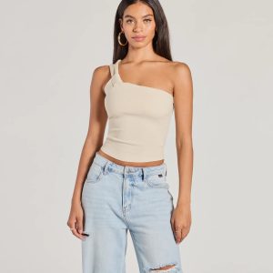 Cutely Charming One-Shoulder Crop Top