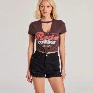 Rodeo Cowboy Cutout Crop Graphic Tee