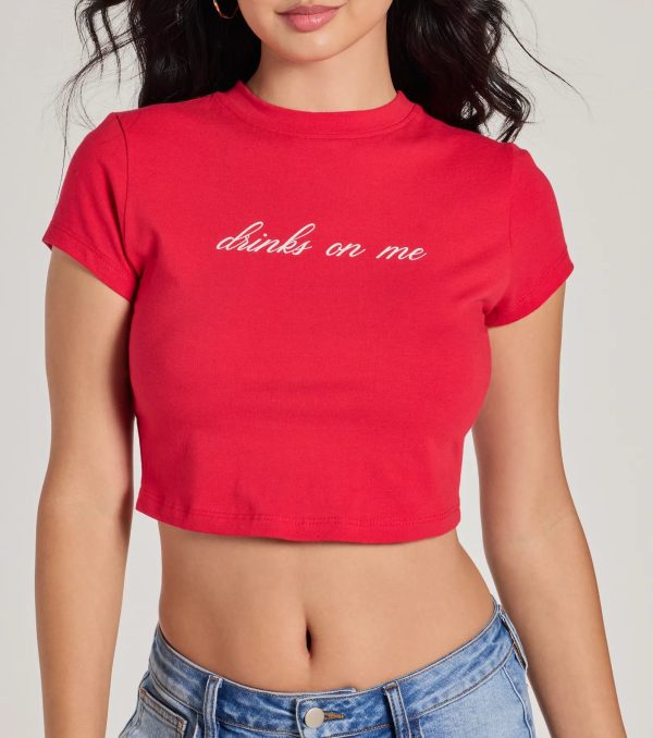 Drinks On Me Cropped Graphic Tee - Image 4