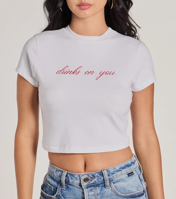 Drinks On You Cropped Graphic Tee - Image 4