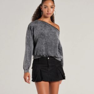 Comfy Vibes Only Washed Knit Pullover Top