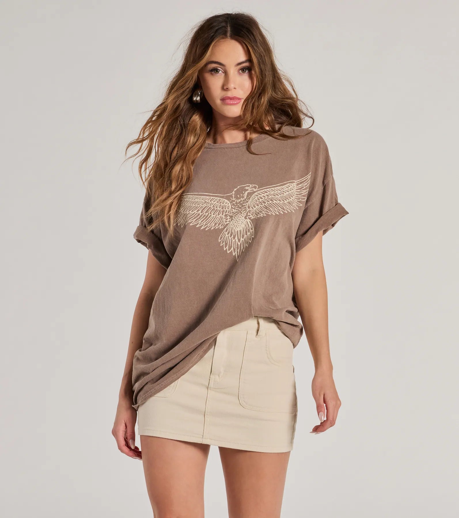 Edgy Trend Eagle Oversized Graphic Tee - Image 2