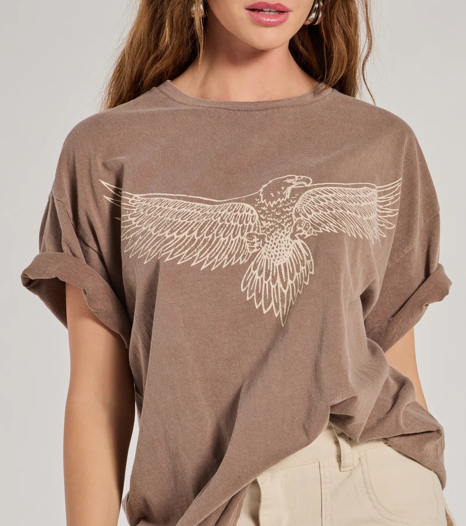 Edgy Trend Eagle Oversized Graphic Tee - Image 5