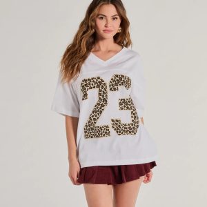 23 Leopard Print Oversized Graphic Tee