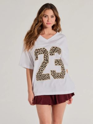 23 Leopard Print Oversized Graphic Tee