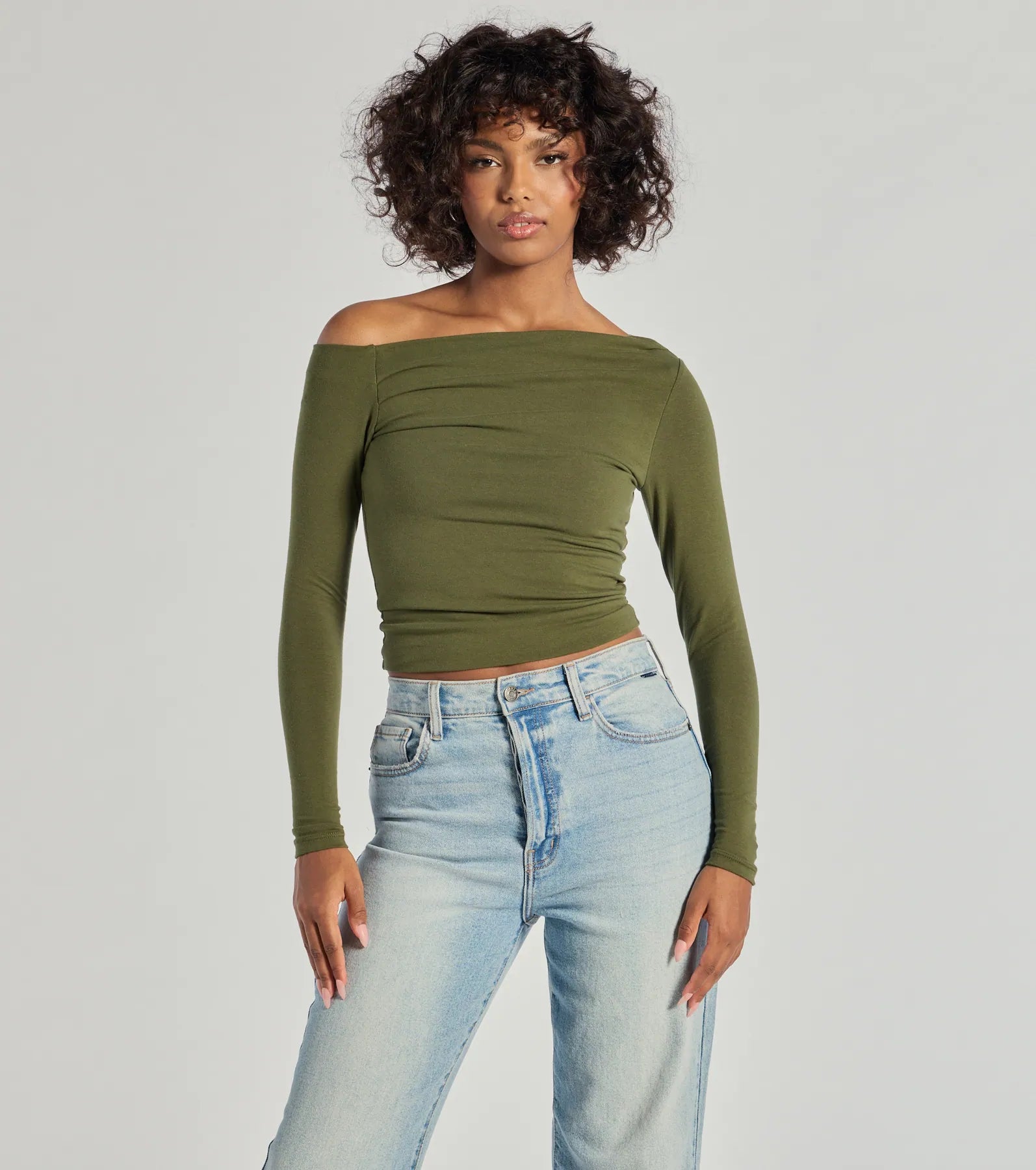 Chic Detail Off-Shoulder Long Sleeve Top - Image 5