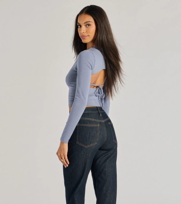 Elevated Staple Open Back Long Sleeve Top - Image 2