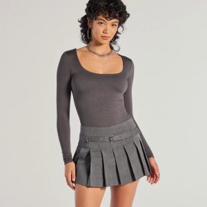Sleek Appeal Ribbed Knit Long Sleeve Bodysuit