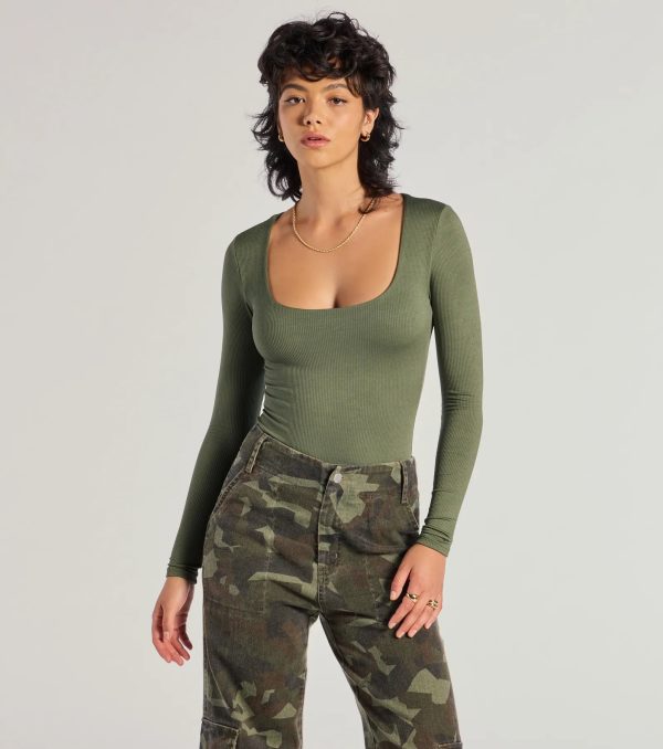 Sleek Appeal Ribbed Knit Long Sleeve Bodysuit - Image 11
