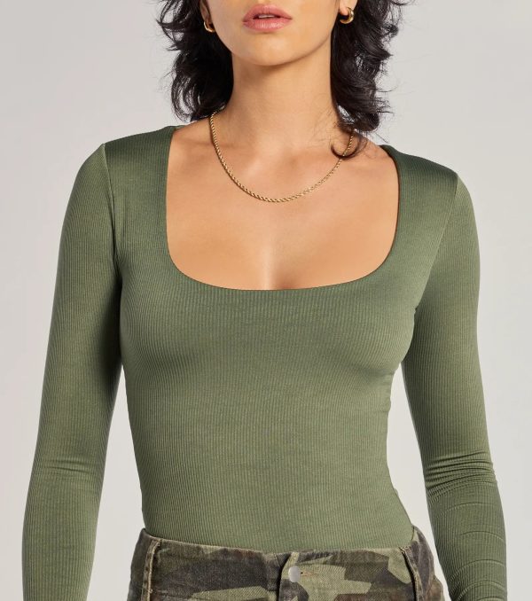 Sleek Appeal Ribbed Knit Long Sleeve Bodysuit - Image 14
