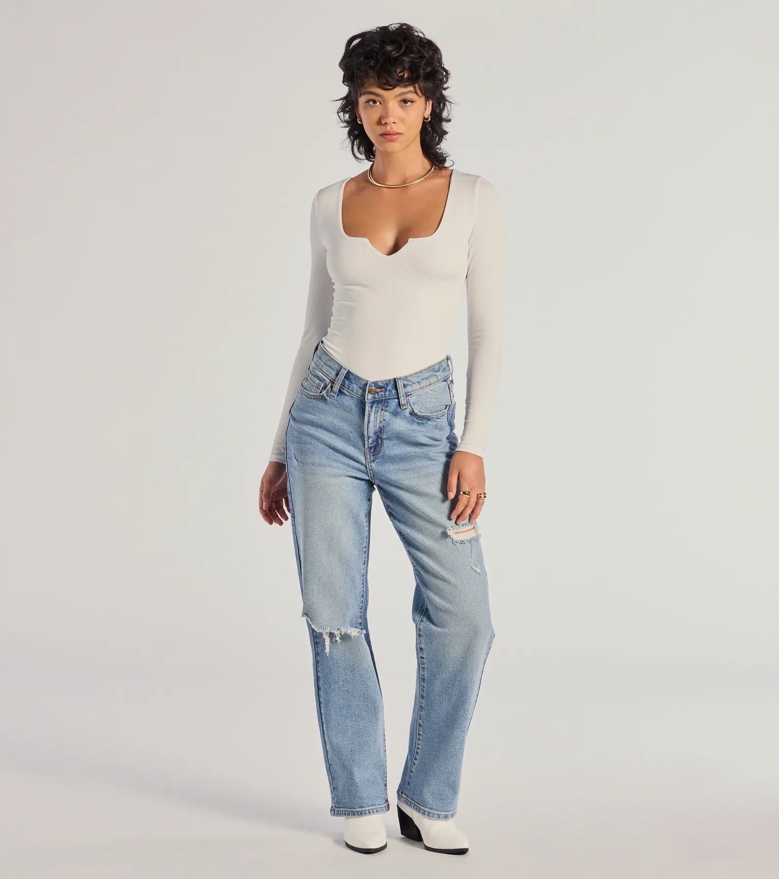 Minimal Chic Ribbed Knit Long Sleeve Bodysuit - Image 8