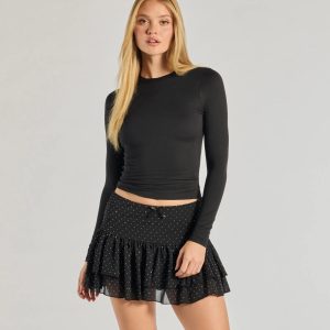 Fave Staple Knit Crew Neck Long Sleeve Top