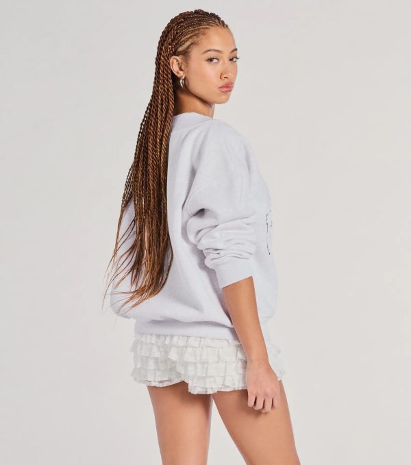 New York V-Neck Fleece Oversized Sweatshirt - Image 2
