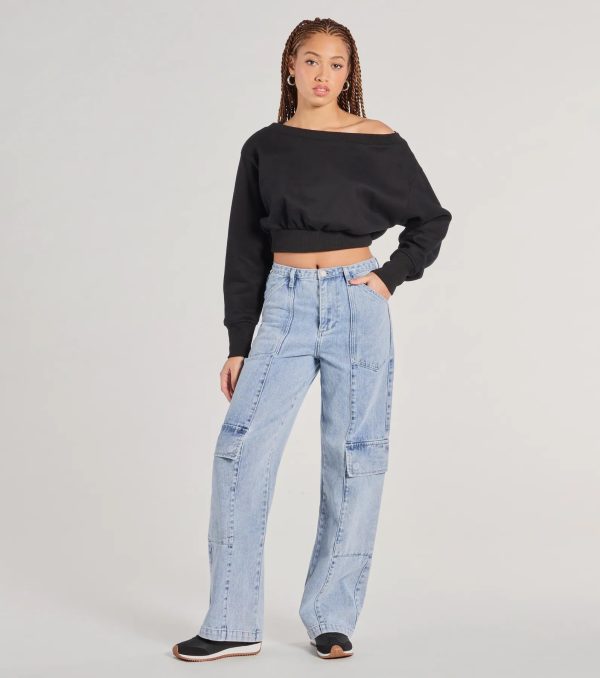 Cutie Alert Long Sleeve Fleece Crop Sweatshirt - Image 4