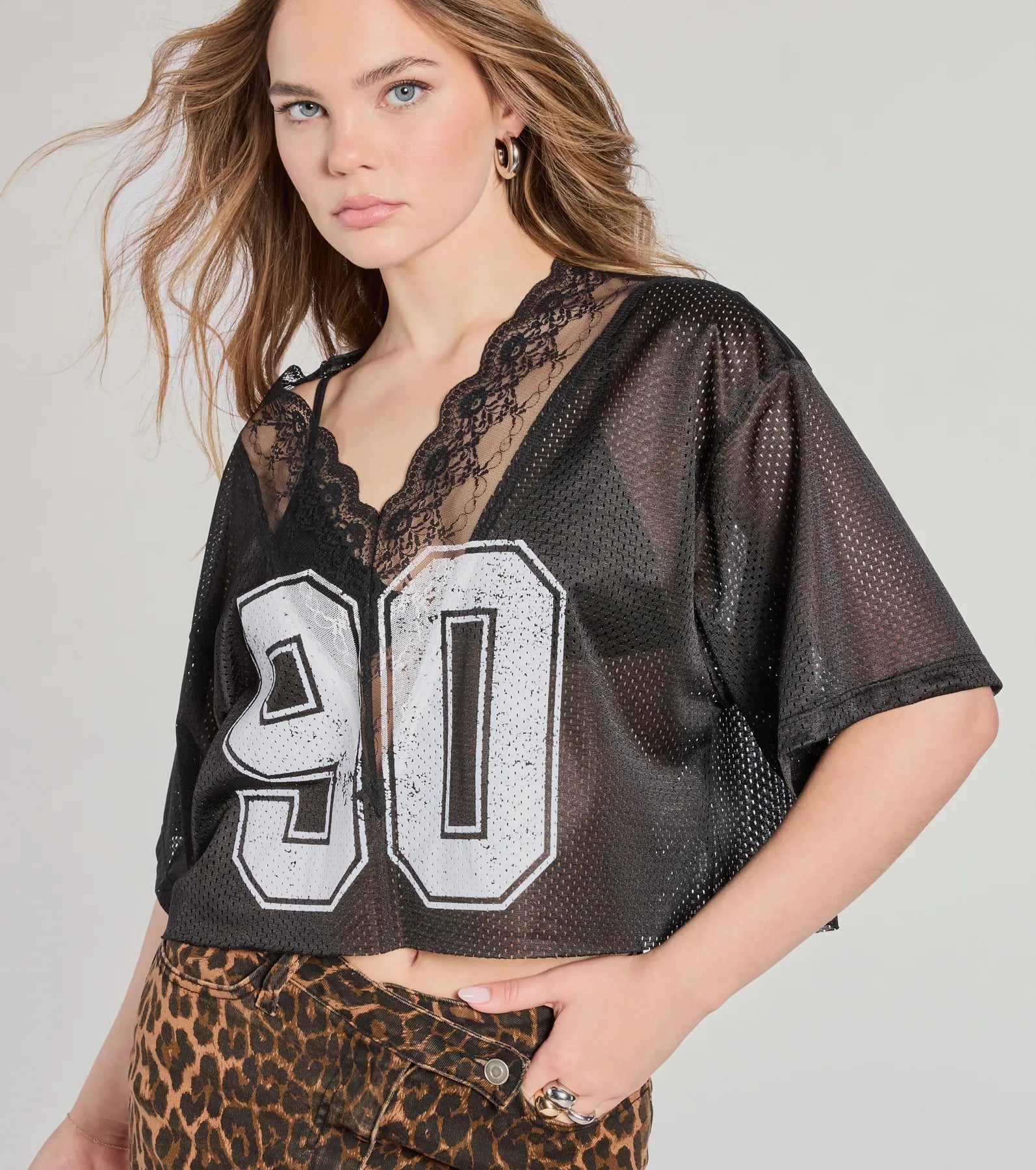 90s Lace Trim Mesh Graphic Tee - Image 4