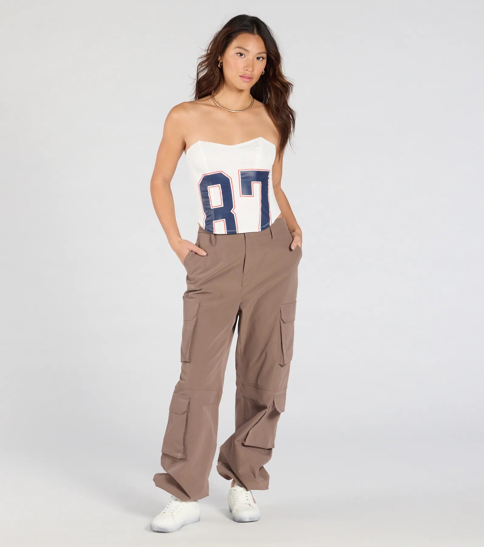 On The Court 87 Jersey Graphic Corset Top - Image 4