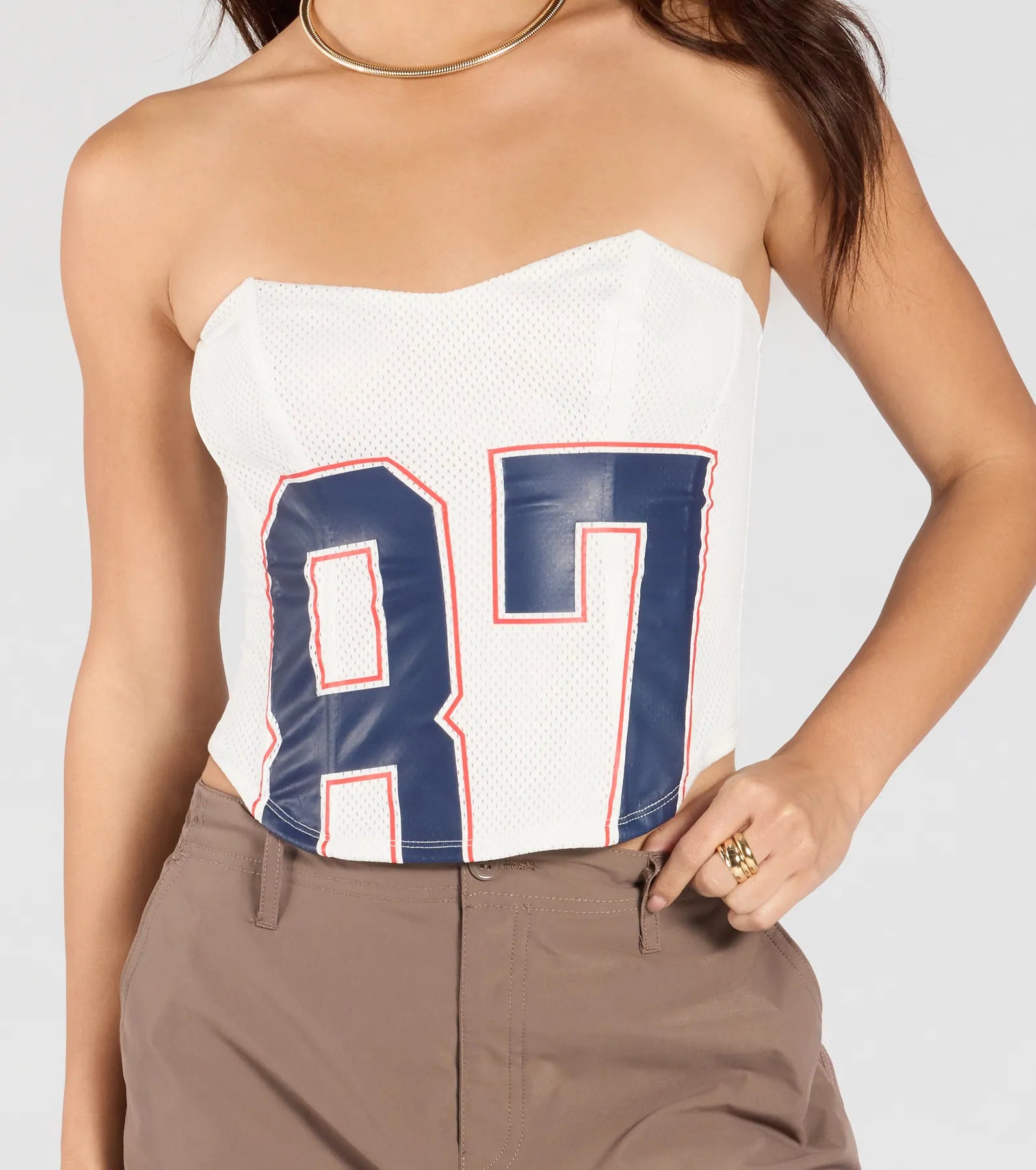 On The Court 87 Jersey Graphic Corset Top - Image 5