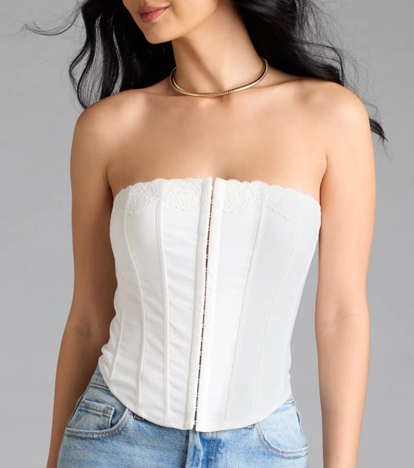 Chic And Snatched Strapless Lace Trim Corset Top - Image 24