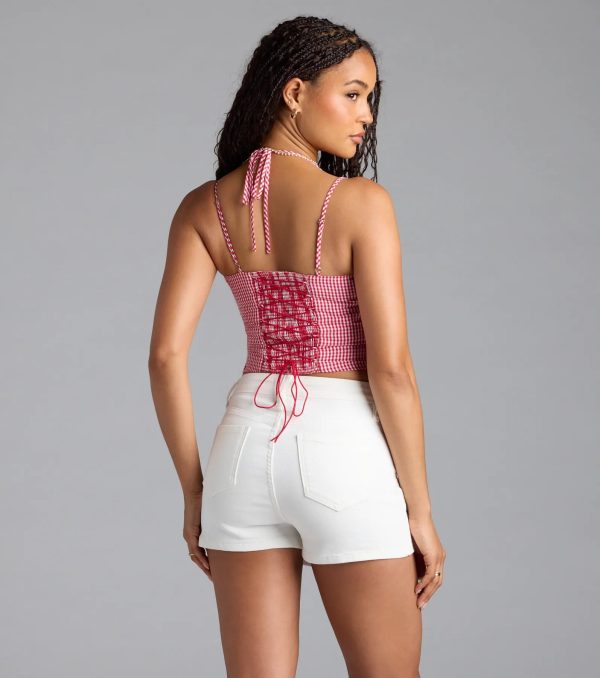 Sweet Home Lace-Up Gingham Corset Top - Image 2